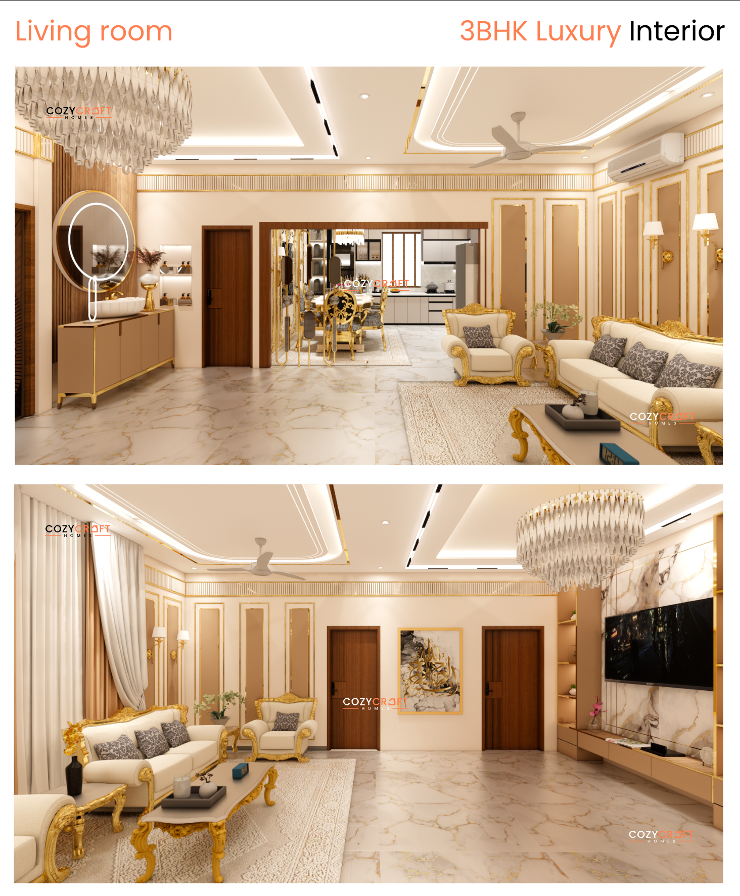 3BHK Luxury Interior – Arabic Theme West Facing 30×50 Home | CozyCraft ...