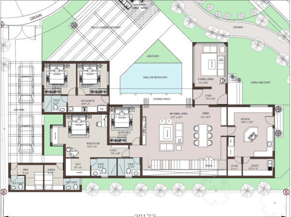 4000 Sq Ft Exquisite Farmhouse Villa Design – Luxury & Nature | CozyCraft Homes