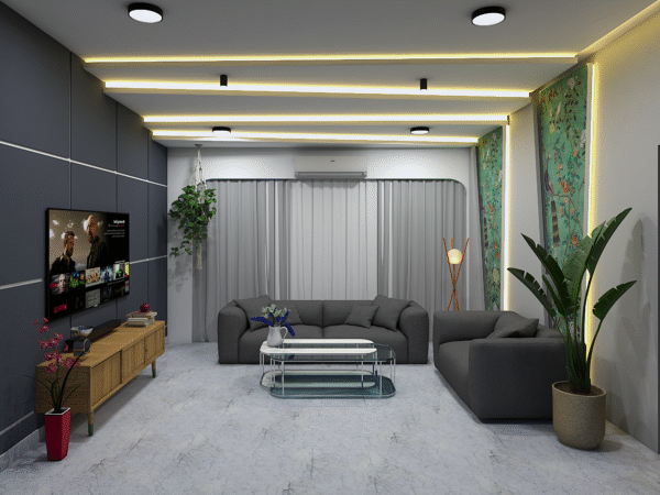 20x30 3D Elevation & Interior Design – Bedroom + Living | CozyCraft Homes - Image 2