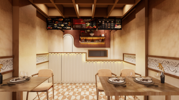 Cozzy Café 3D Interior Design – Warm & Inviting Café Concept by CozyCraft Homes - Image 4