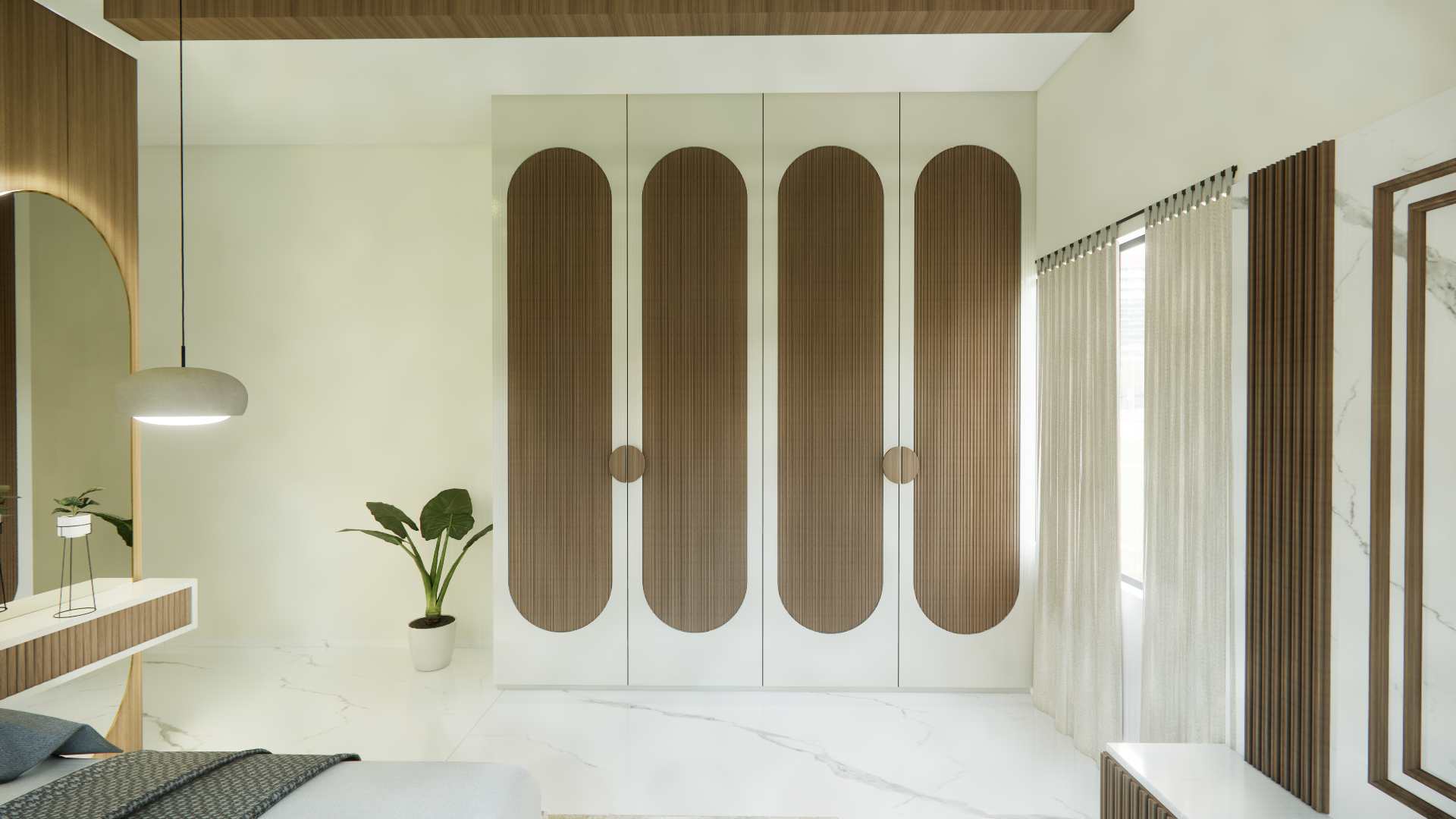 3BHK Farmhouse 3D Interior Design – Kitchen, Courtyard & Bedrooms | CozyCraft Homes - Image 7